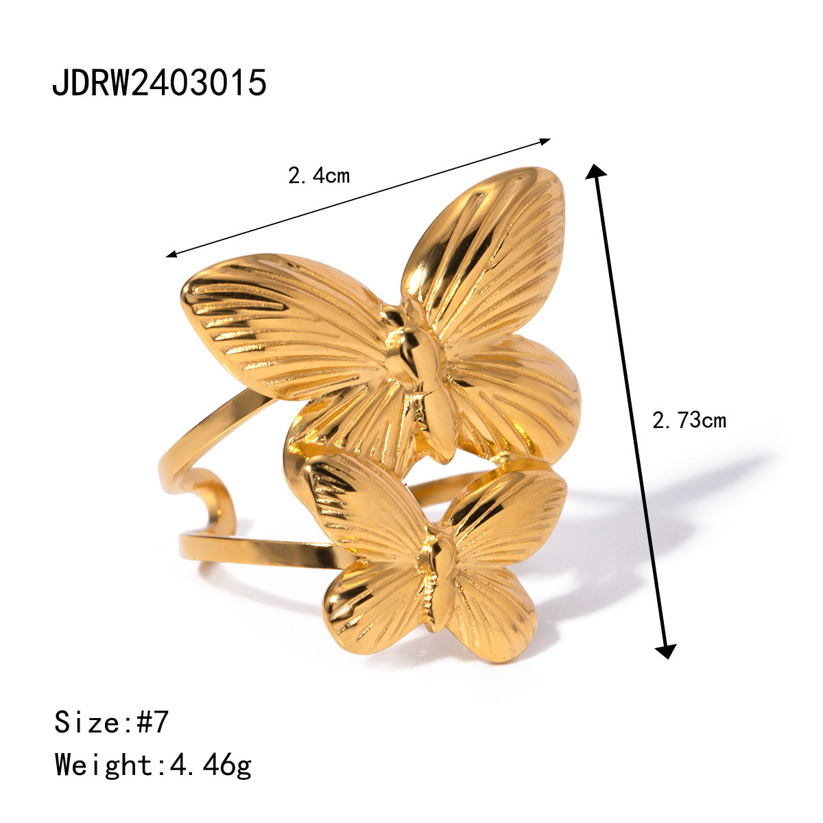 Open Gold Stainless Steel Five Petal Rings