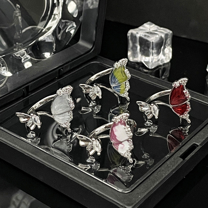 Drip Glazed Open Female Cold Style Light Luxury High-grade Rings