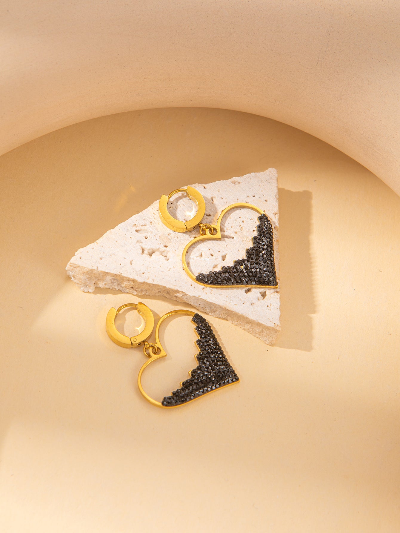 Women's Female With Hearts Zircon Light Luxury Design Earrings