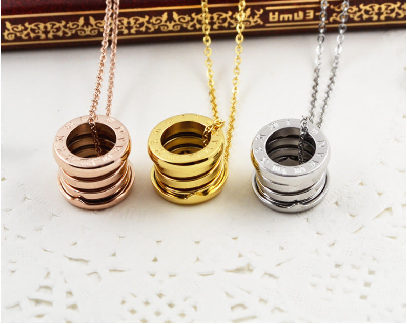 Digital Pattern Arc Female Rose Gold Titanium Necklaces