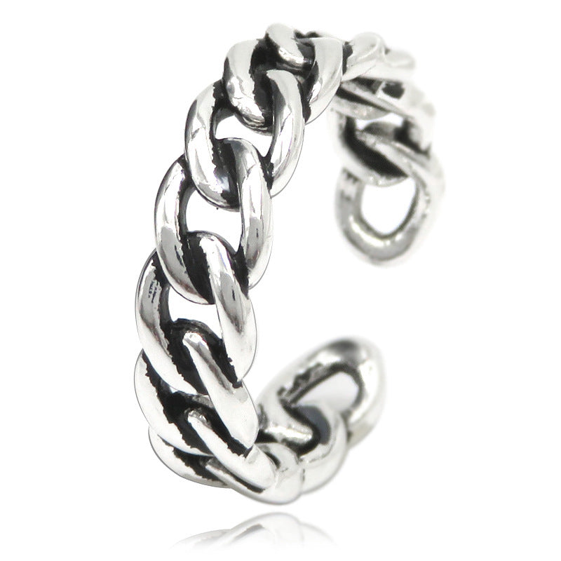 Open Female Dark Style Three-dimensional Distressed Bends Hitches Chain Simple Rings