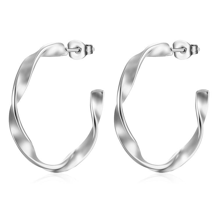 Women's Twisted Line Shaped Stainless Steel Trend Earrings