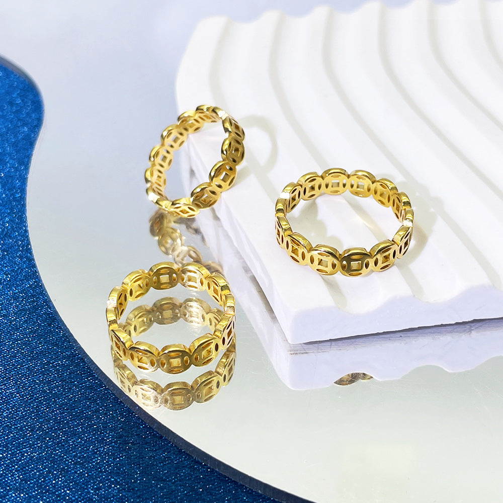 Hollow Coin Fashion Metal Simplicity Temperament Wild Rings