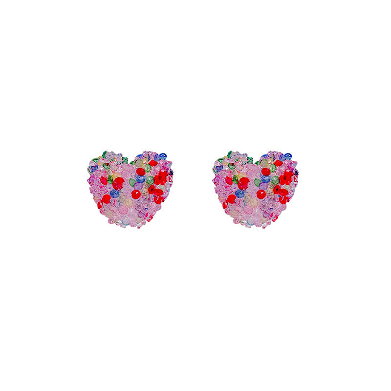 Colorful Flower Fairy Indie Pop Style Granulated Sugar Round Love Earrings