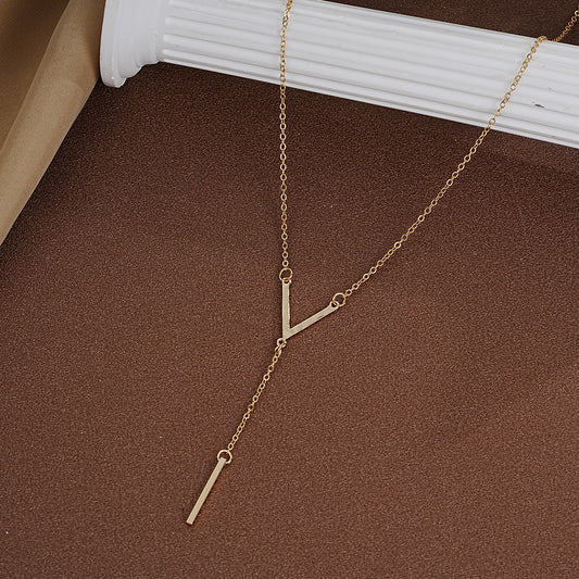 Women's Popular Long Elegant Sweater Chain V-shaped Necklaces