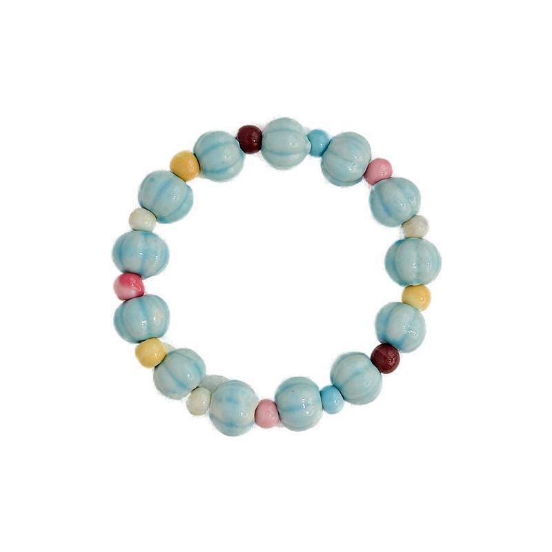 Women's Ceramic Blue Color Artistic Ancient Style Bead String Jewelry Bracelets