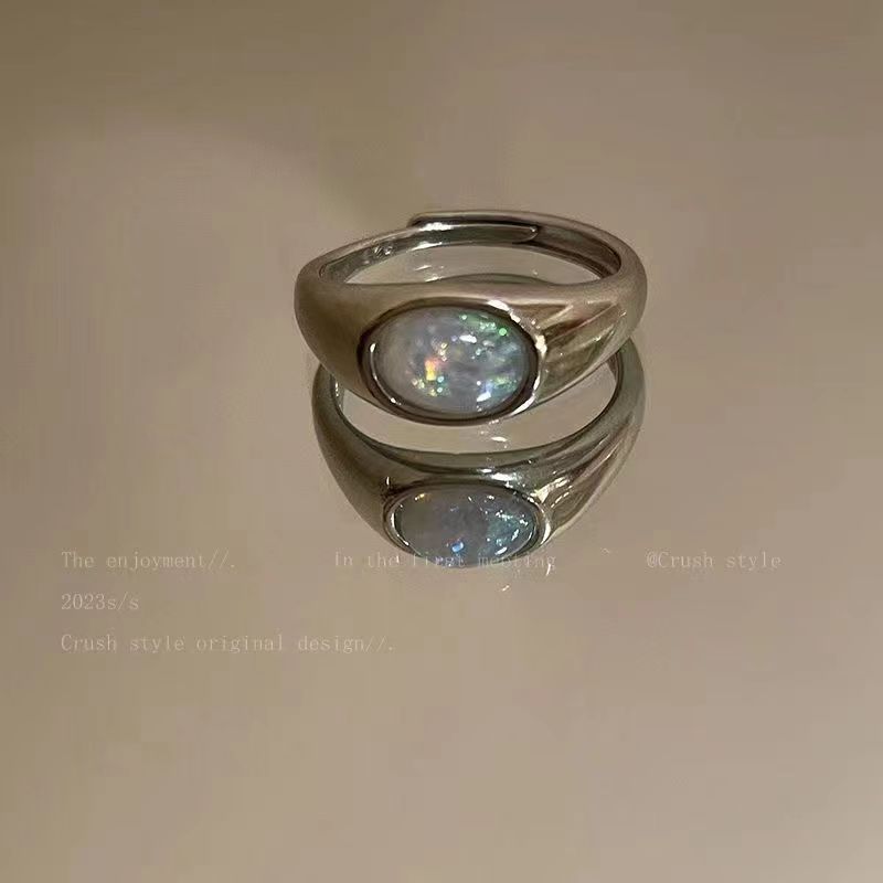 Listening Style Shell Mermaid Opal Trendy Niche Girlfriends Cold Rings