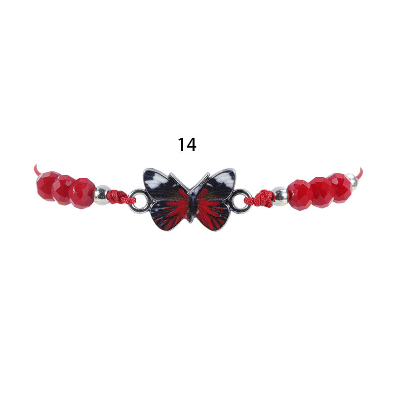 Crystal String Beads Butterfly Summer Woven Bracelets