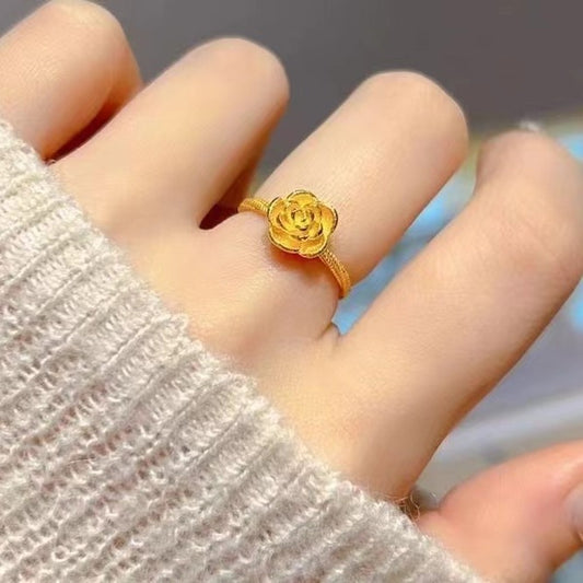 Luxury High-grade Golden Rose Female Flowers Rings