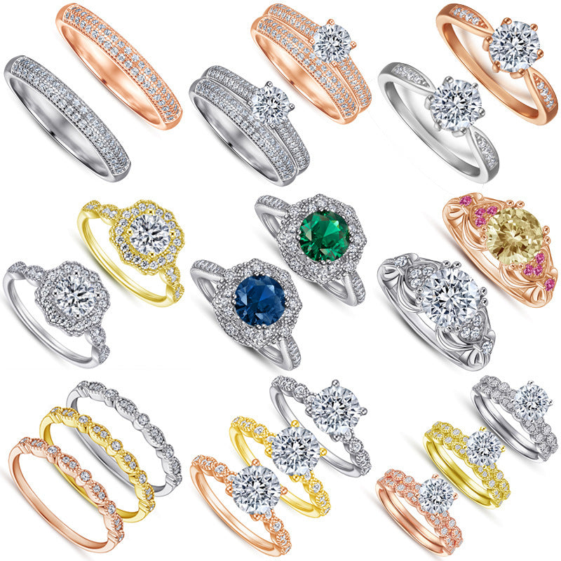 Women's Marriage Engagement Zircon Pure Sier Fashion Rings