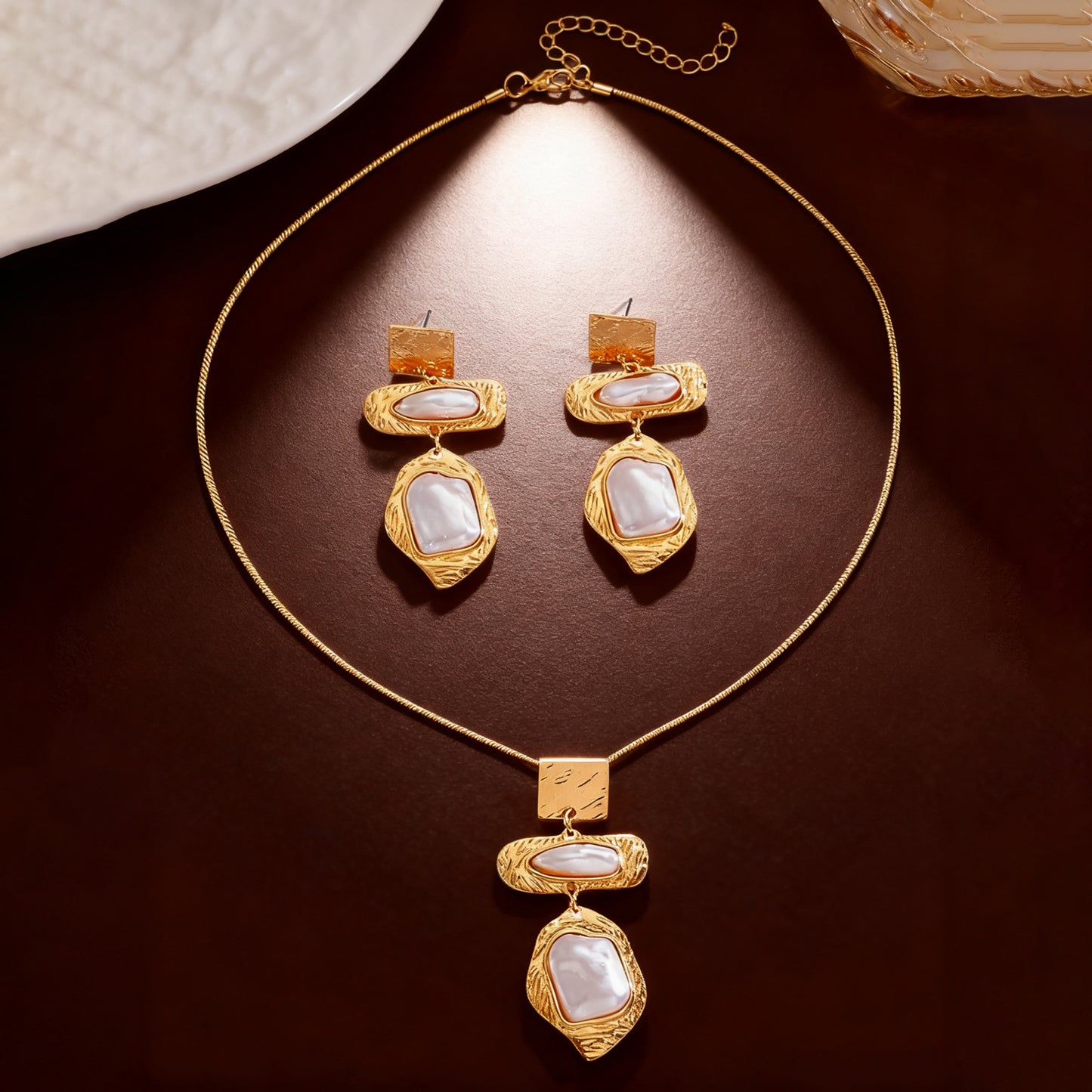 Ear Female Irregular Geometric Texture Design Jewelry Set