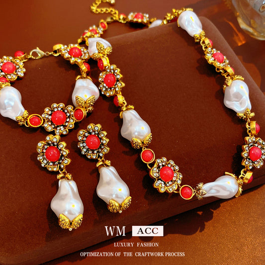 Women's Diamond Flower Pearl Light Luxury Minority Clavicle Necklaces