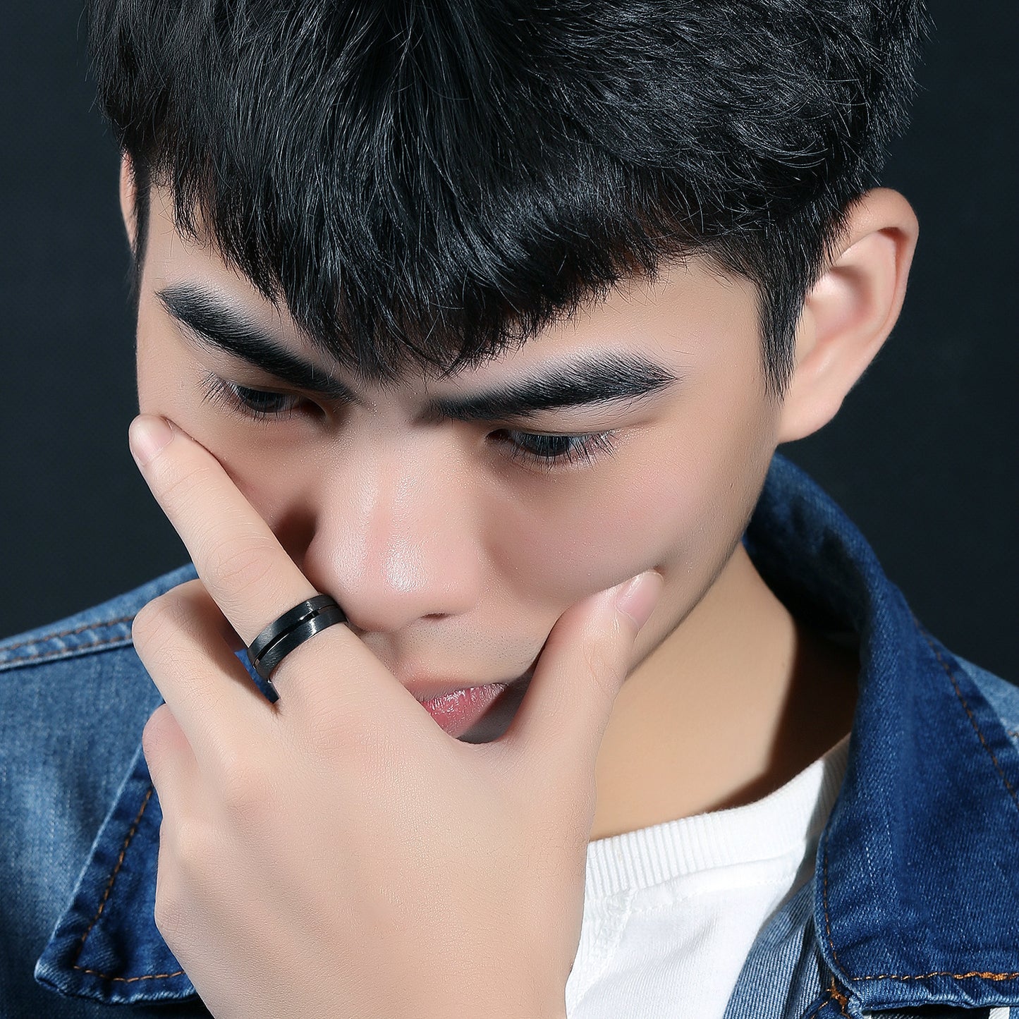 Men's Source Fashion Simple Black Stainless Steel Personalized Rings