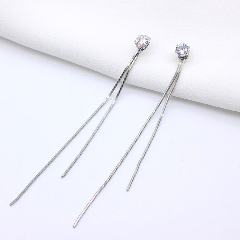 Women's Simple Stainless Steel Long With Tassel Earrings