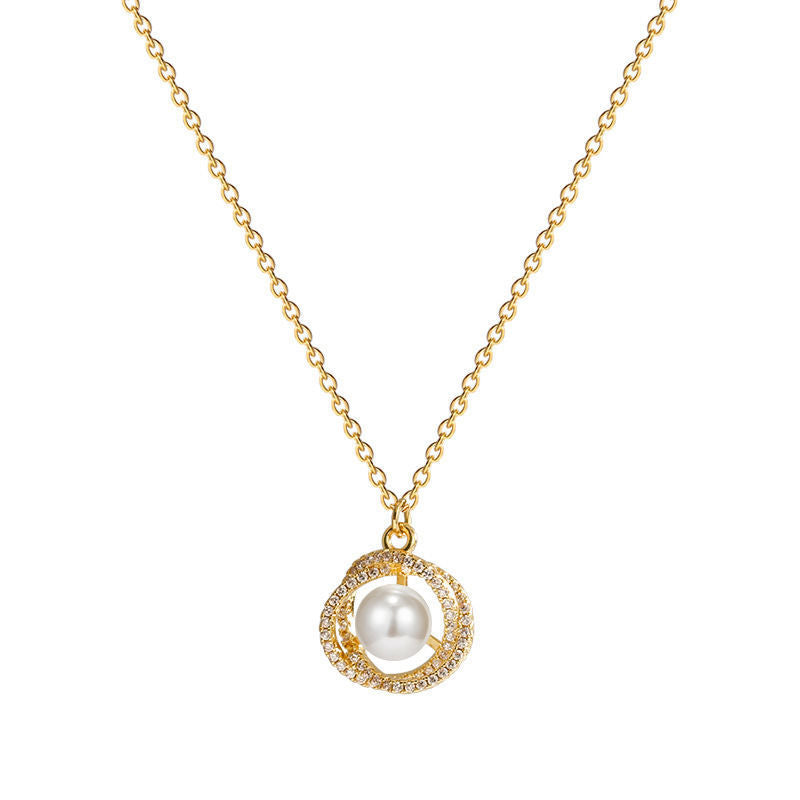 Women's Fashionable Simple Pearl Diamond Double Elegant Beautiful Clavicle Necklaces