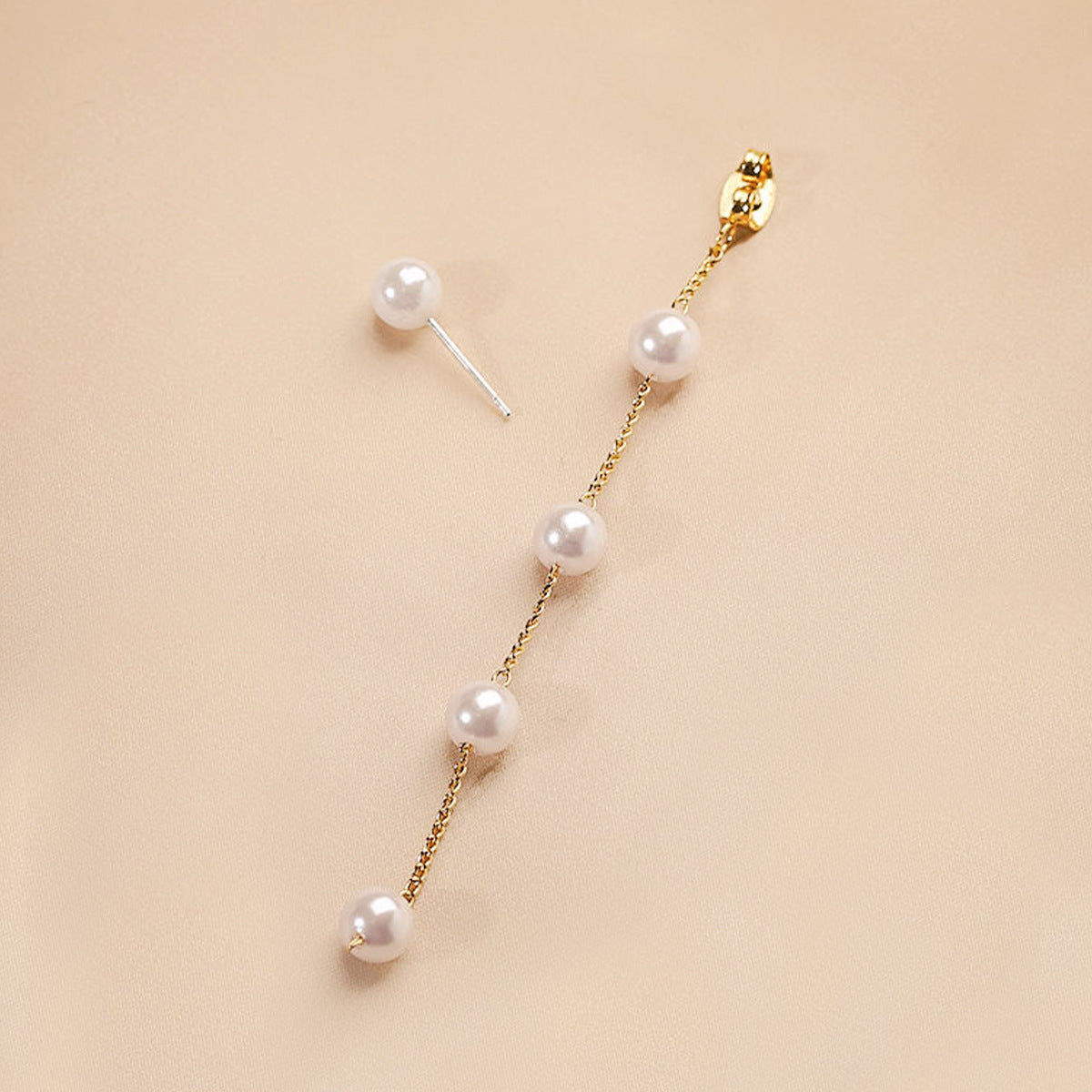 Needle Fashion Temperament Pearl Long Chain Earrings