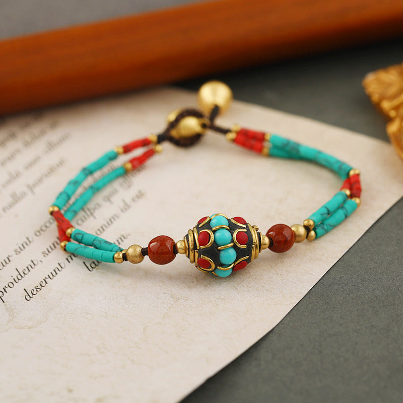 Women's Nepal Woven Ethnic Style Retro Unique Bell Bracelets