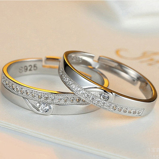 Women's & Men's Trend Couple Heart-to-heart Seal Open Engagement Rings