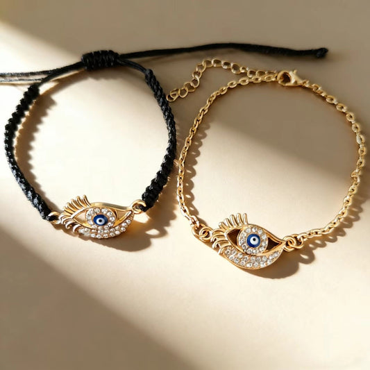 Eye Lucky Guardian Diamond Eyelash Blue Hand-woven Adjustable Bracelet