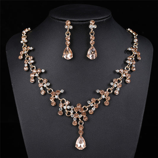 Bridal Zircon Two-piece Simple Rhinestone Wedding Chain Dress Jewelry Set