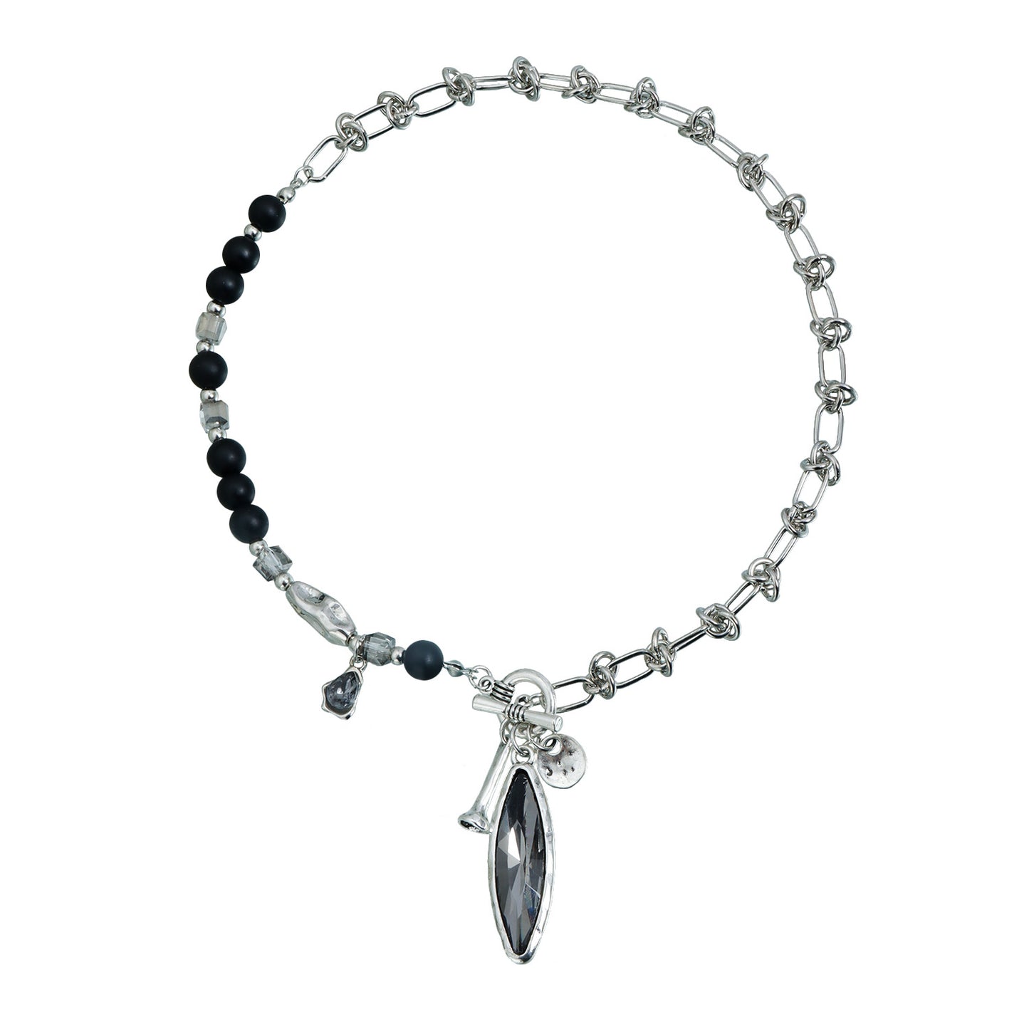 Mirror Black Diamond Water Drop Personality Retro Volcanic Necklace