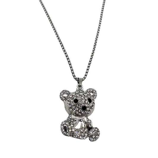 Women's & Men's Hip Hop Full Diamond Bear Sweater Chain Personality Necklaces