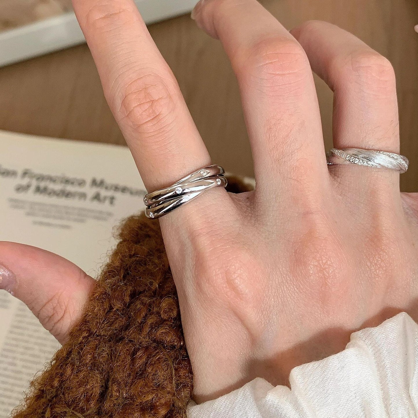 Style Winding Trinity High-grade Simple Twin Rings