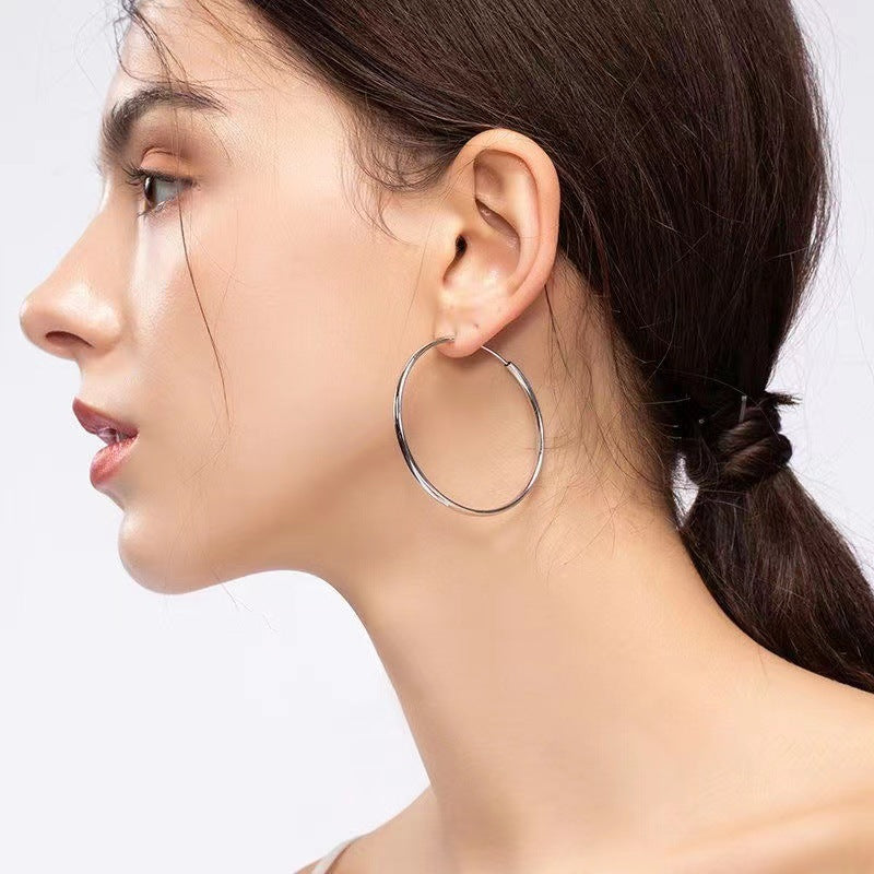 Women's Exaggerated Oversized Circle Sier Trendy Big Earrings