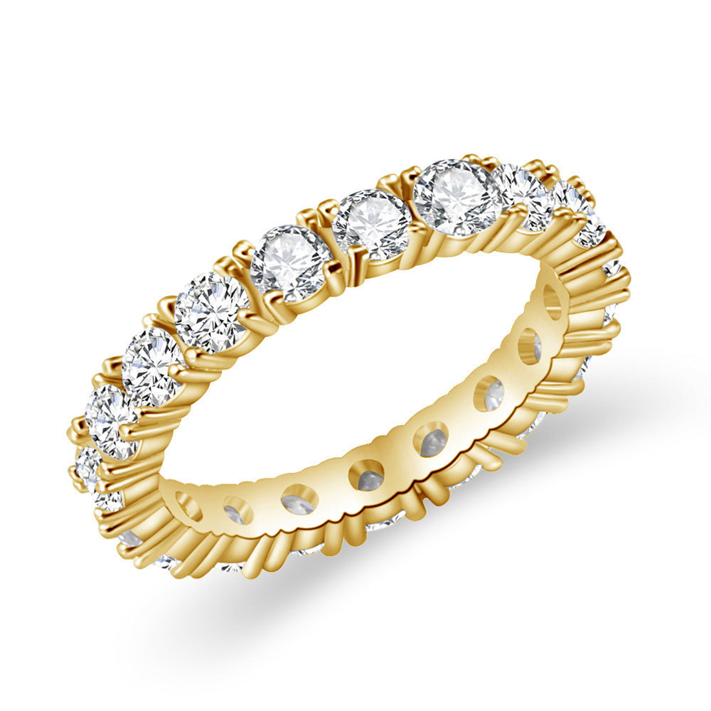 Women's Classic Row Diamond Platinum Light Luxury Valentine's Day Ring