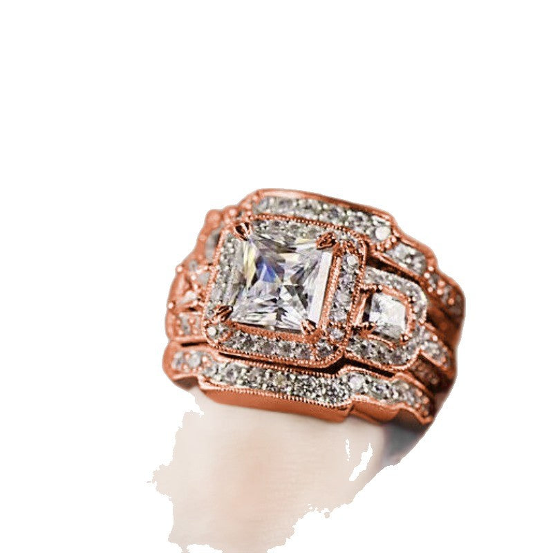 Simulation Three-in-one Super Flash Female Square Rings
