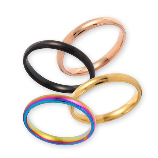 Steel Inside Outside Arc Spherical Titanium Simple Ring
