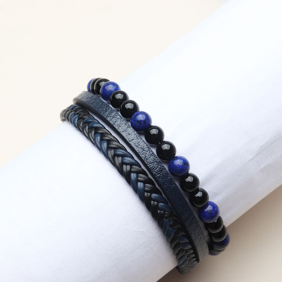 Men's Simple Handmade Woven Leather Hand-woven Volcanic Rock Bracelets