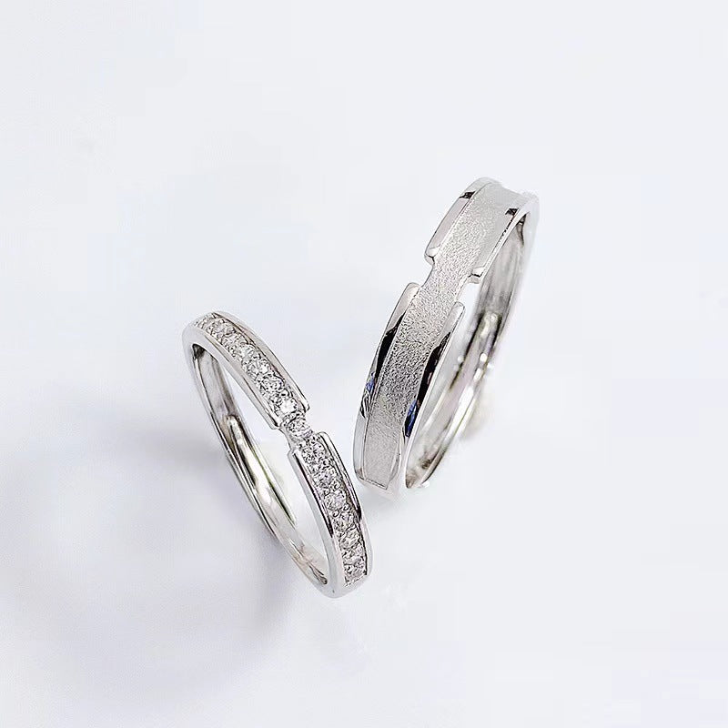 Women's & Men's Flash Sterling Couple White Dews One Pair Rings