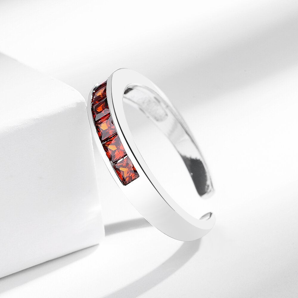 Simple Single Row Colorful Zircon Female Ring