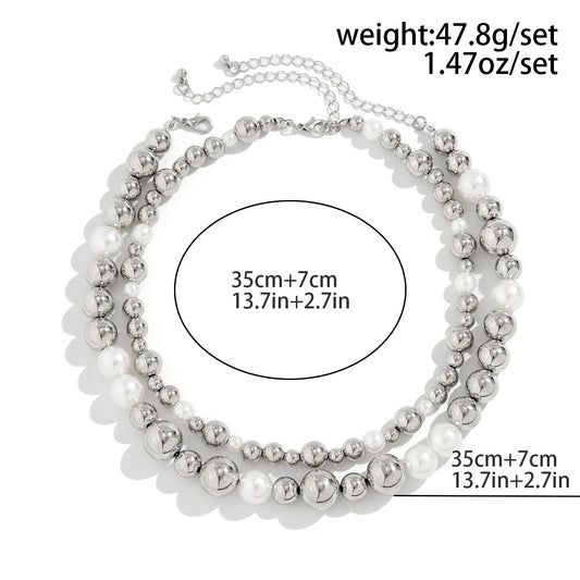 Women's Punk Exaggerated Big Round Bead Short Necklaces
