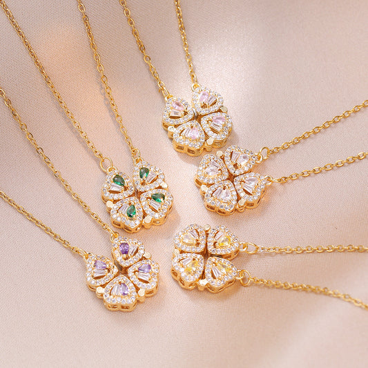 Style Changeable Four-leaf Flower Multiple Ways To Wear Love Necklaces