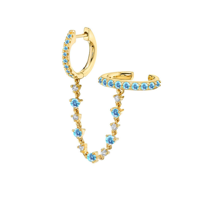 Women's Diamond Ear Chain Double Clip Fashion Trend Eardrop Earrings
