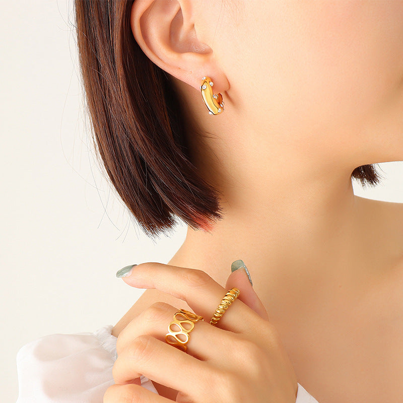 Zircon Inlaid Shaped Does Not Fade Earrings