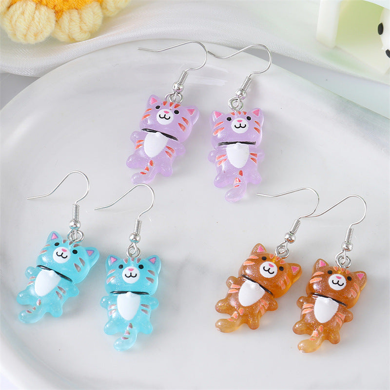 Tail Kitty Small Cute Fun Animal Earrings