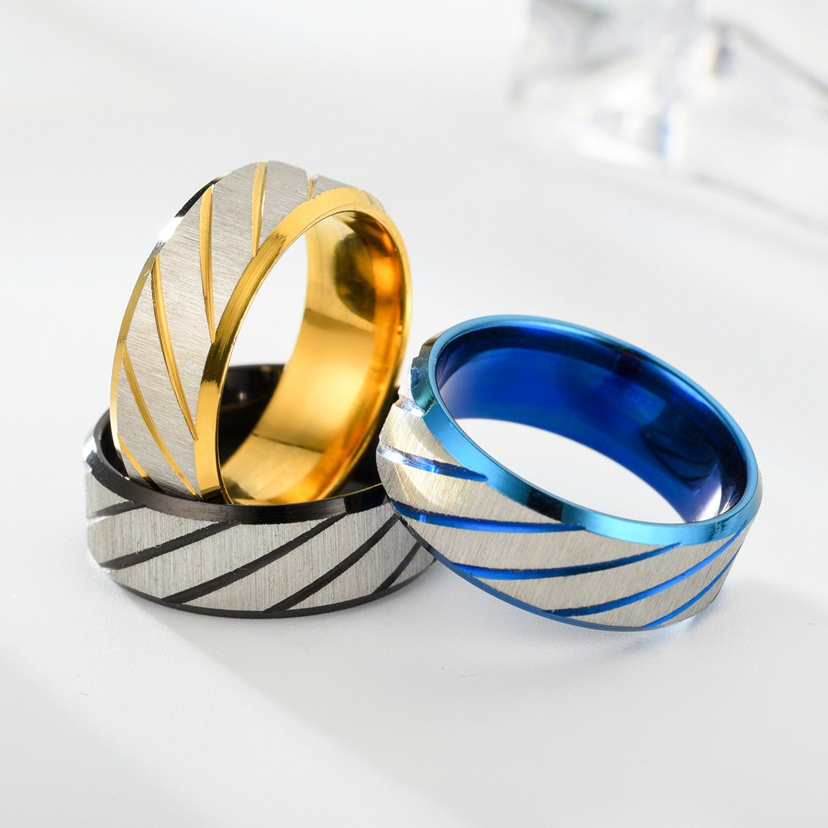 Men's Titanium Steel Pieces Of Flowers Fashion Rings