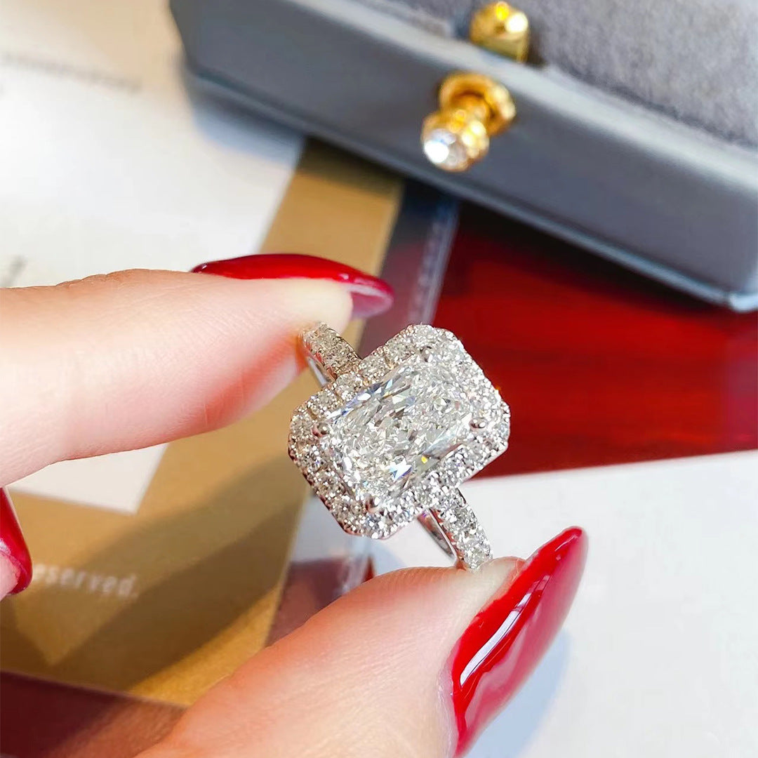 High Carbon Diamond Rock Candy Female Trendy Light Rings