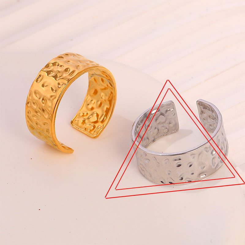 Steel Gold-plated Love Heart Flowers Glossy Rings