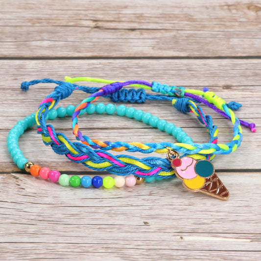 Dessert Series Woven Colorful Beads Wax Bracelets