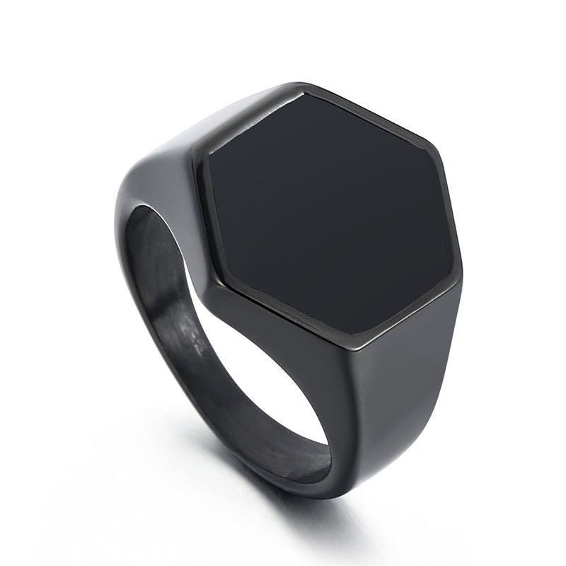 Men's Personality Fashion Shiny Surface Black Drip Rings
