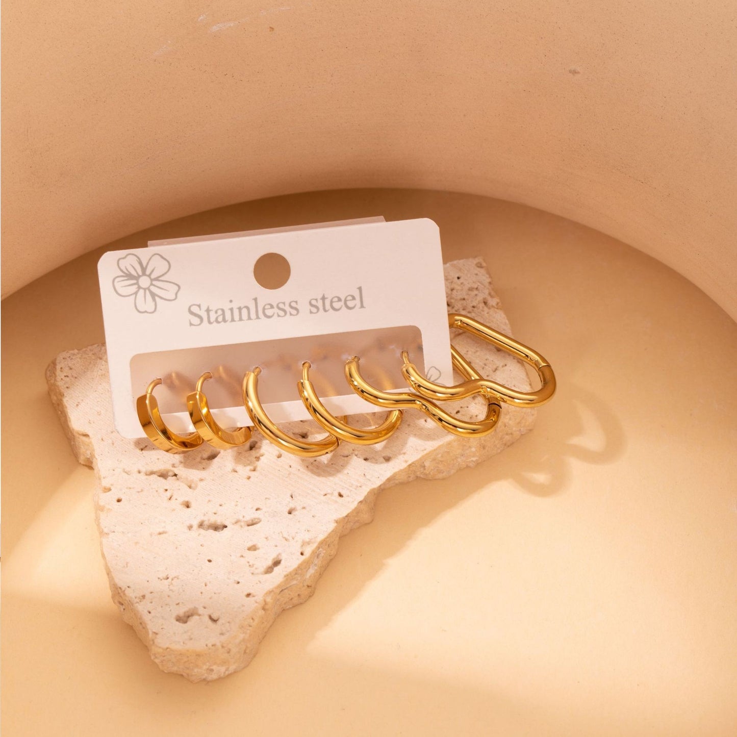 Rhinestone Niche Temperament Stainless Steel Gold Earrings