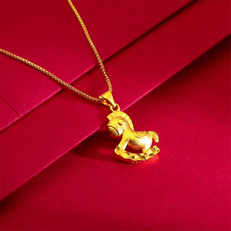 Women's Vietnam Placer Gold Pony Fashion Thin Necklaces