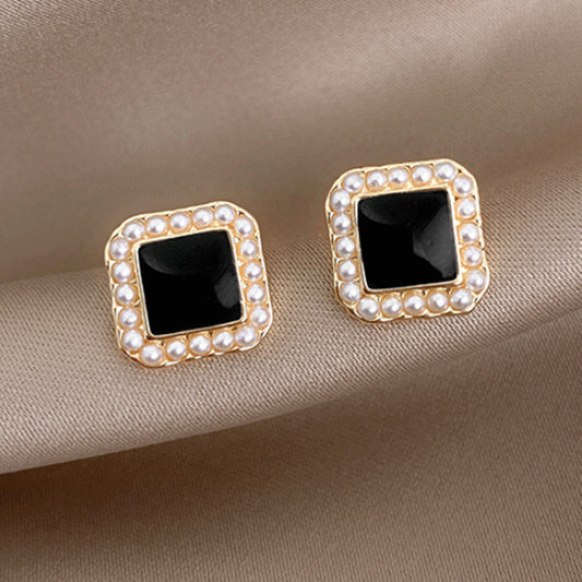 Pearl Classic Style Square Simple Temperamental Earrings