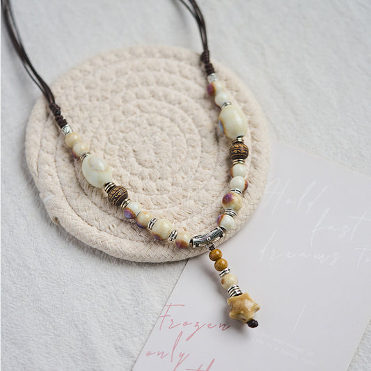 Women's Ceramic Sweater Chain Artistic Safe Fu Necklaces