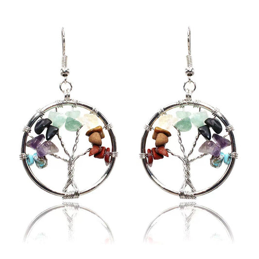 Lucky Tree Colorful Natural Gravel Winding Necklaces