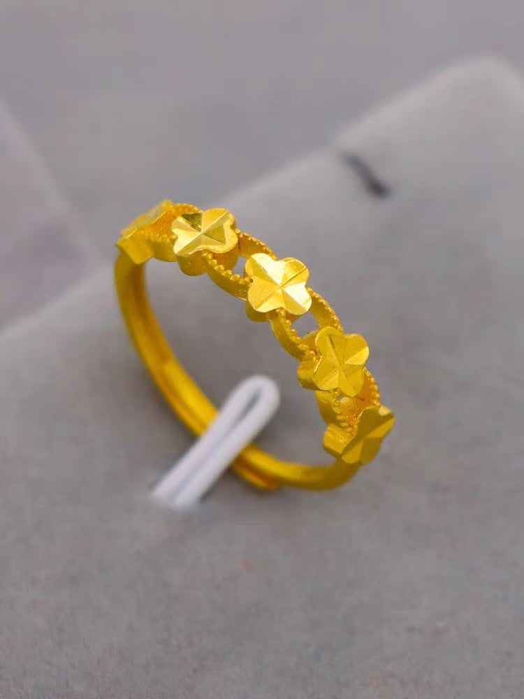 Women's Gold Vietnam Placer Love Heart-shaped Open Brass Rings